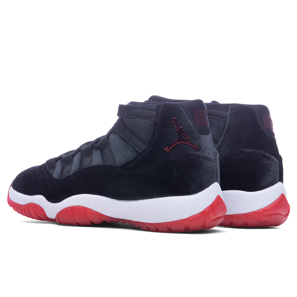 Women's Air Jordan 11 Retro 'Bred Velvet' Black/Gym Red/White Feature