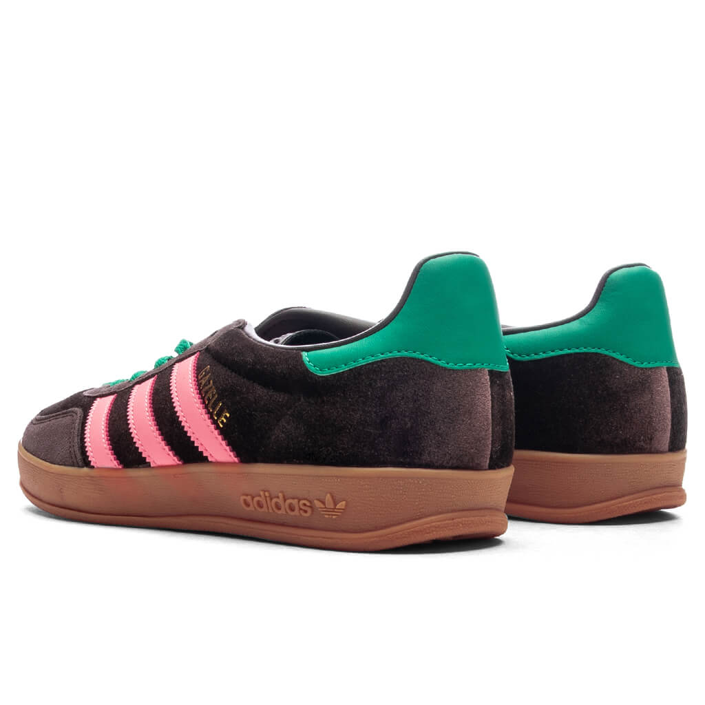 Women's Gazelle Indoor - Dark Brown/Pink Glow/Court Green Feature Women's Gazelle Indoor - Dark Brown/Pink Glow/Court Green Feature