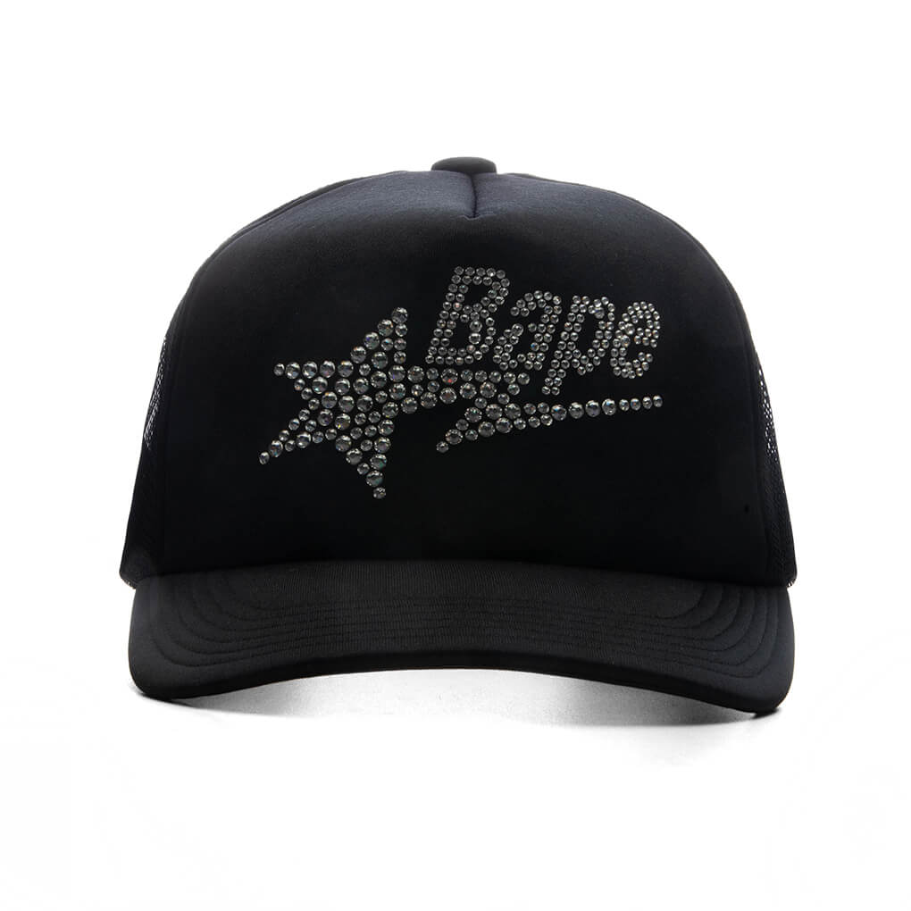 帽子 CRYSTAL STONE BAPE STA LOGO MESH CAP Women's Crystal Stone Bape STA Logo Mesh Cap - Black – Feature