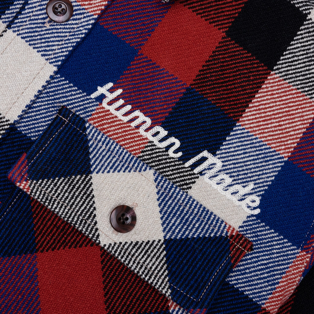 Wool Check Shirt Jacket - Red – Feature