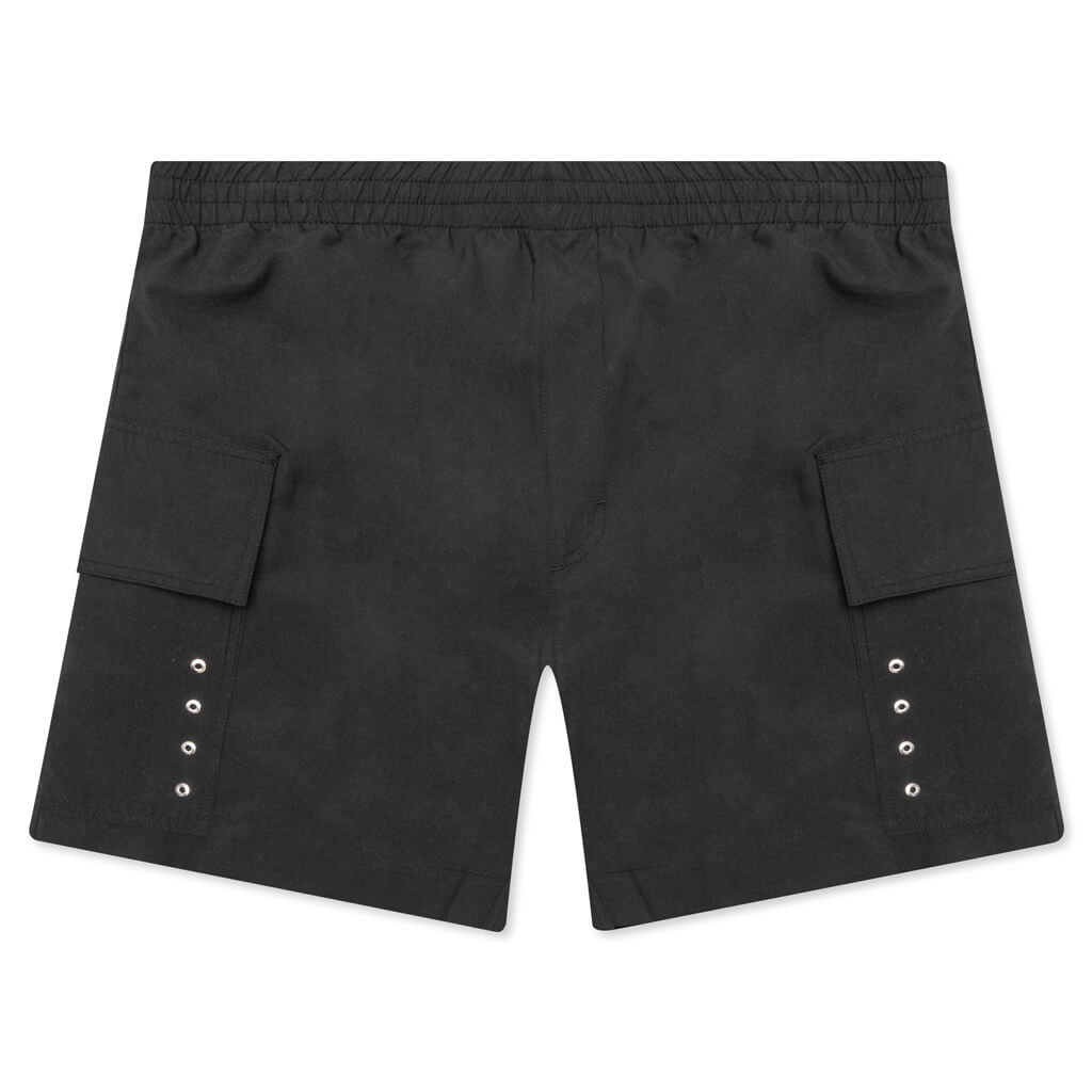 Cargo Pocket Swim Trunks Black Feature