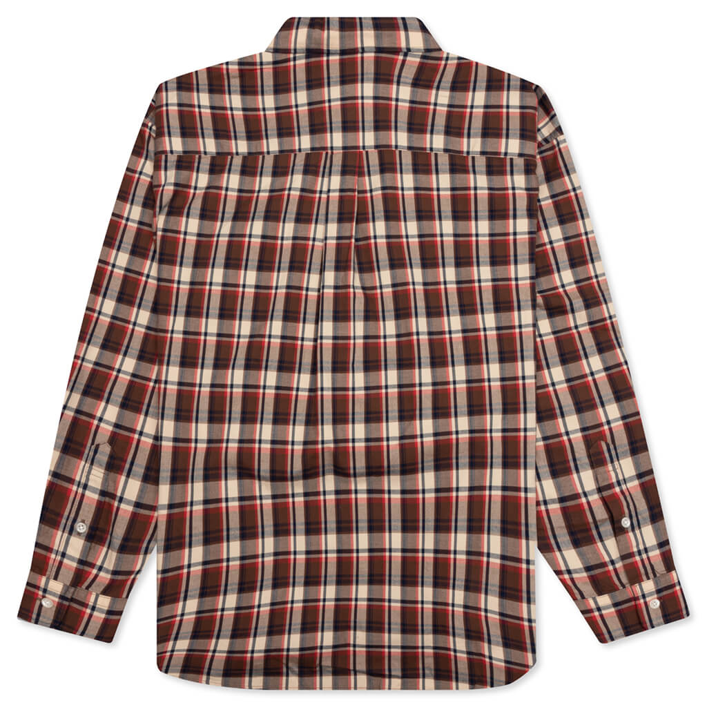 Mini Bape Check Loose Fit Shirt - Red Feature Mini Bape Check Loose Fit Shirt - Red Feature