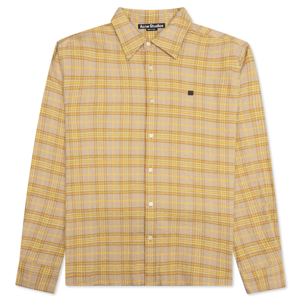 Check Flannel Button-Up Shirt - Brown/Orange – Feature