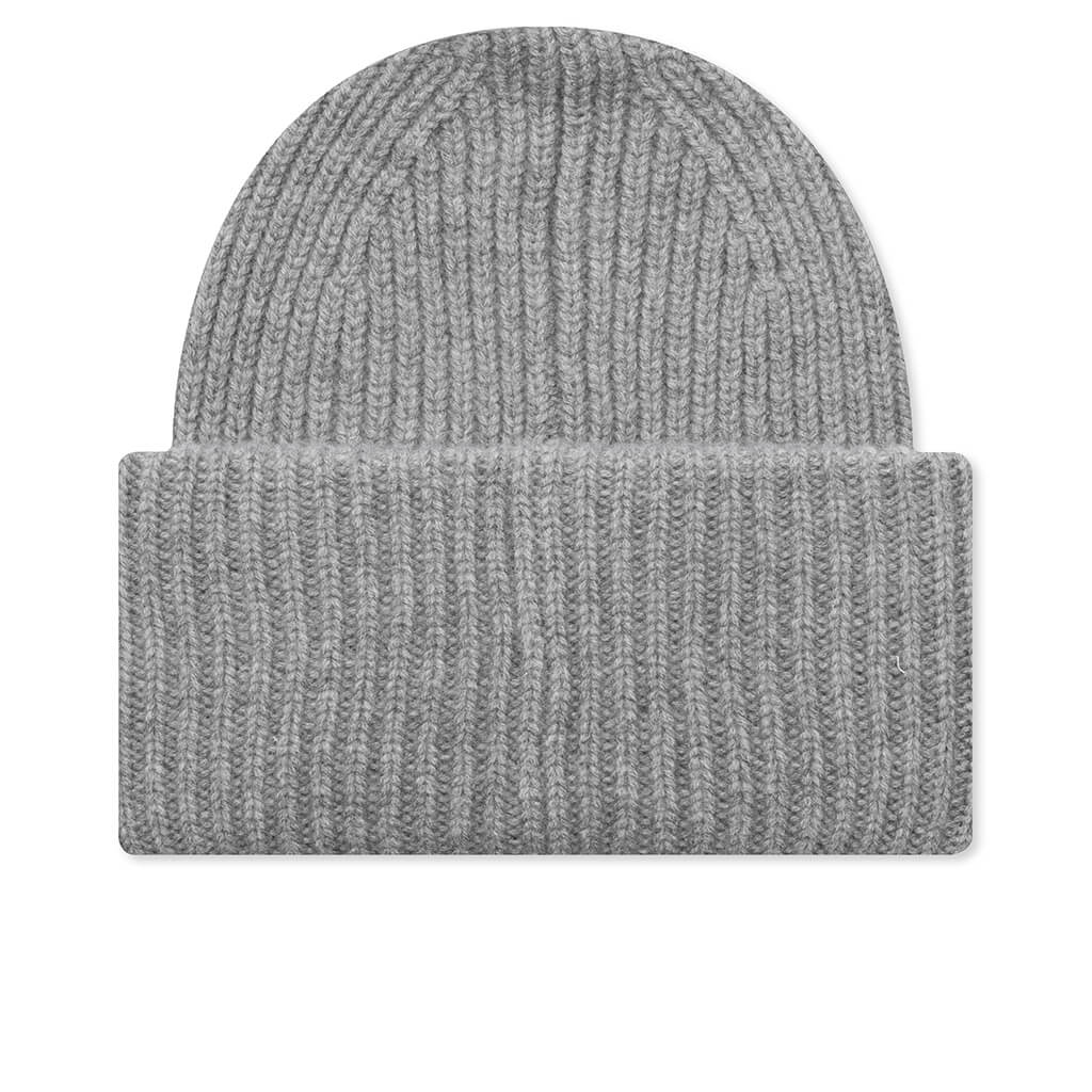 Kid's Ribbed Beanie Hat Grey Melange Feature