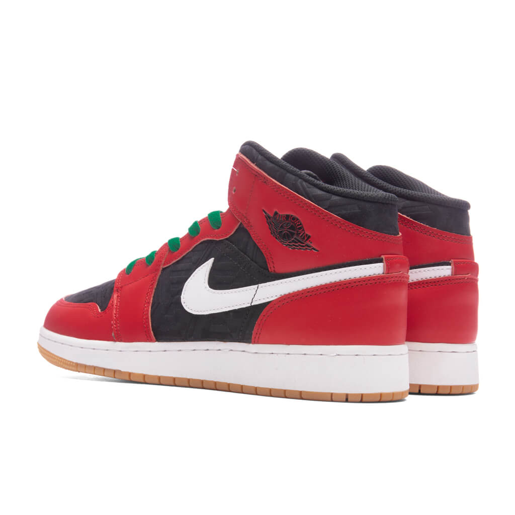 Air Jordan 1 Mid (GS) - Black/Fire Red/White/Malachite â Feature