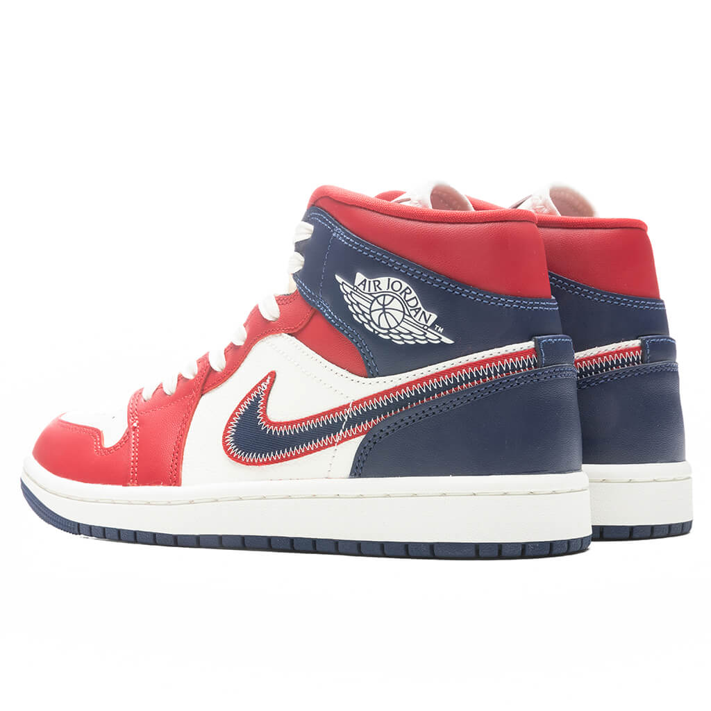 Women's Air Jordan 1 Mid SE - Gym Red/Midnight Navy/Sail