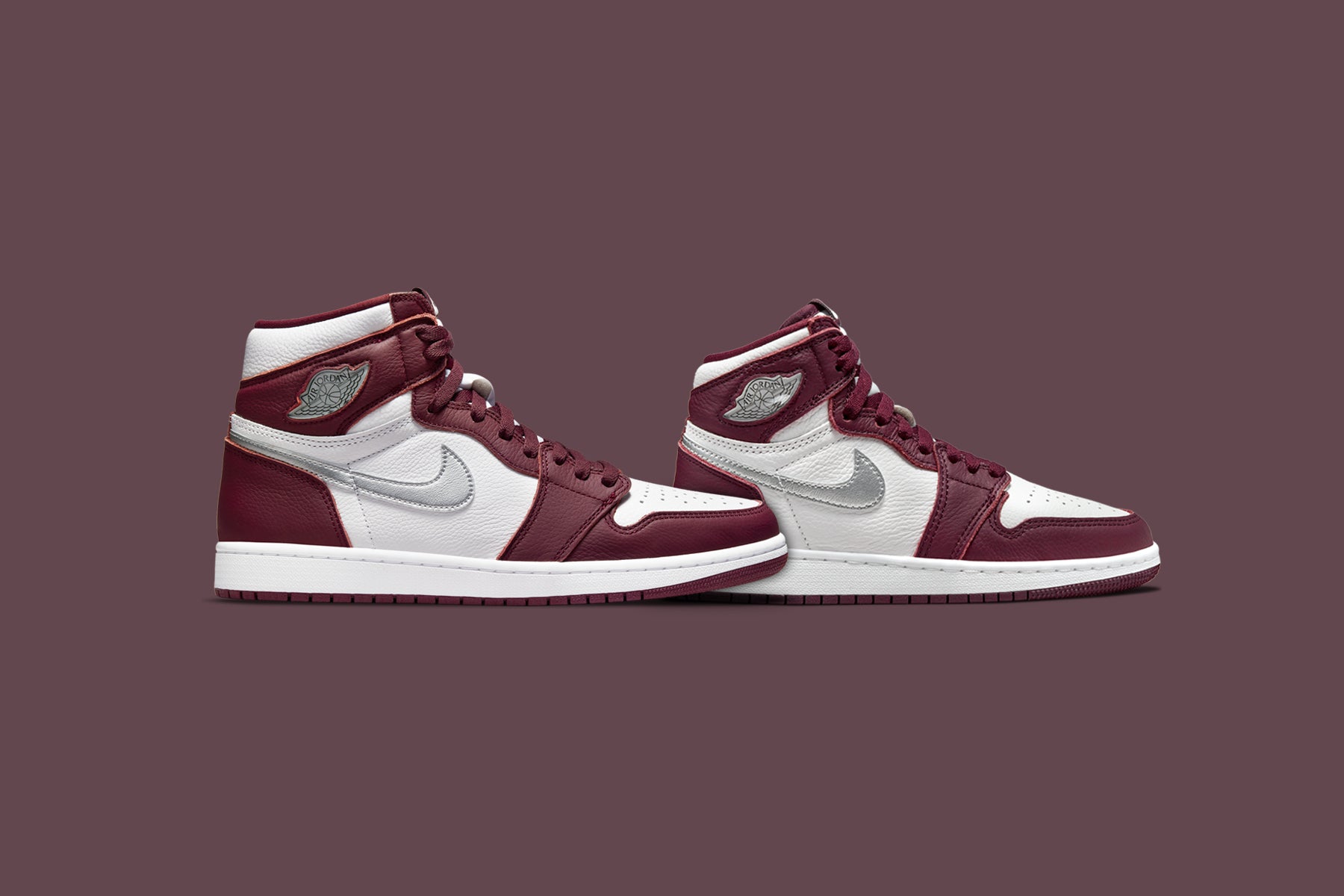 Air Jordan Retro High OG Bordeaux/Metallic Silver/White – Feature