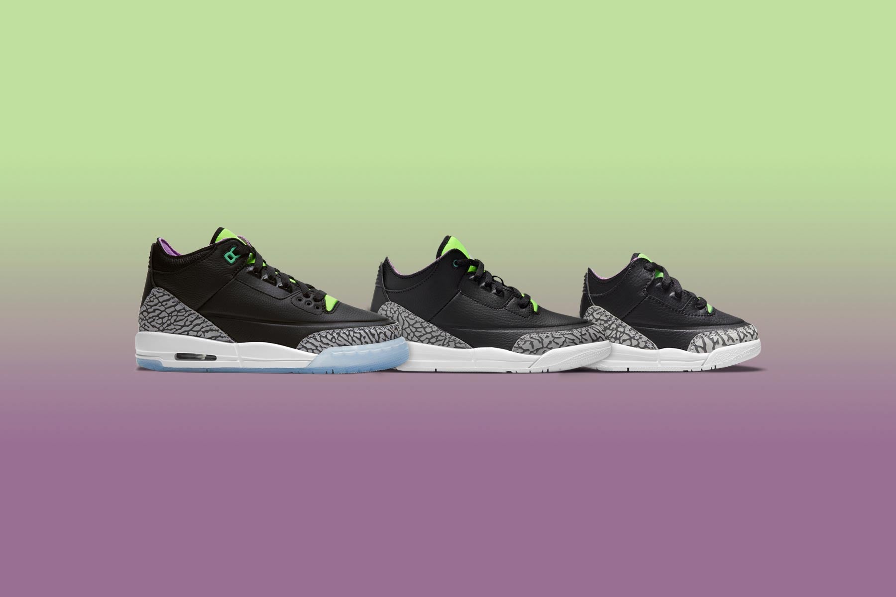 Air Jordan 3 Retro SE (TD) 'Electric Green' - Black/Violet Shock â Feature
