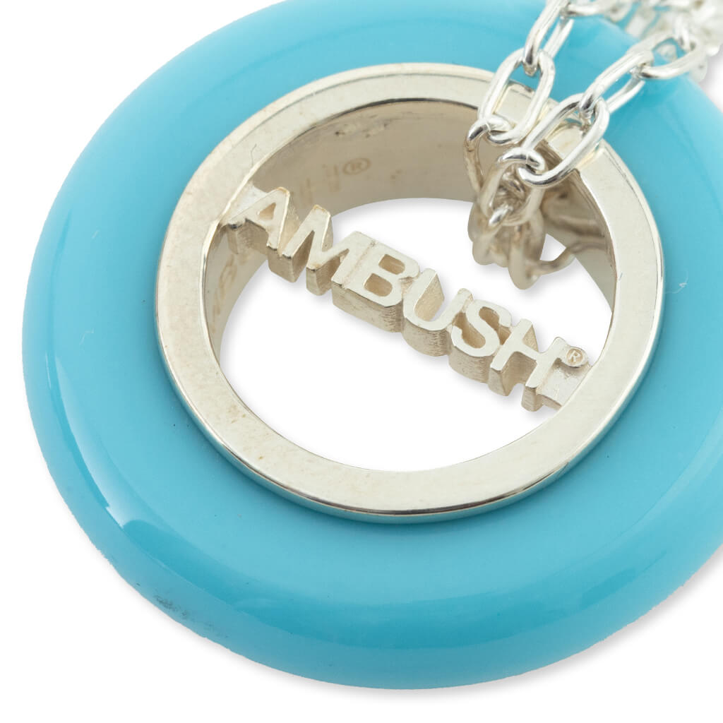 Carved Stones Charm Necklace - Light Blue/Silver