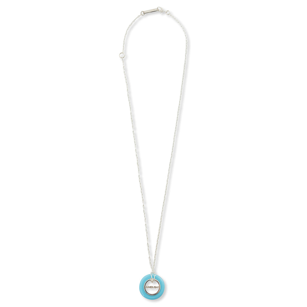 Carved Stones Charm Necklace - Light Blue/Silver