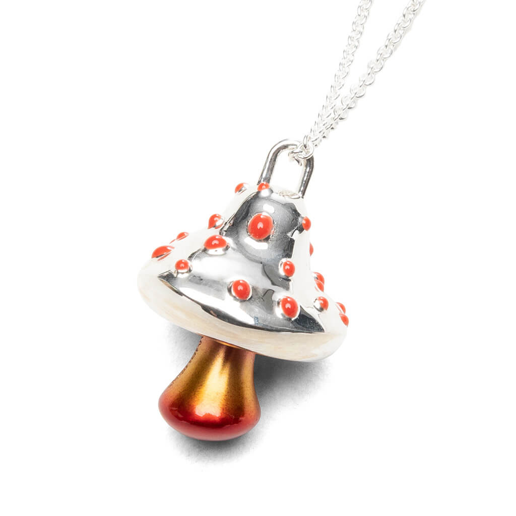 Color Mushroom Charm Necklace - Silver/Multi
