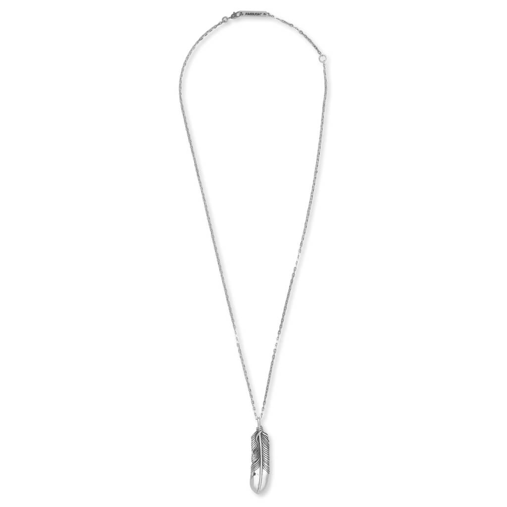 Feather Charm Necklace - Silver