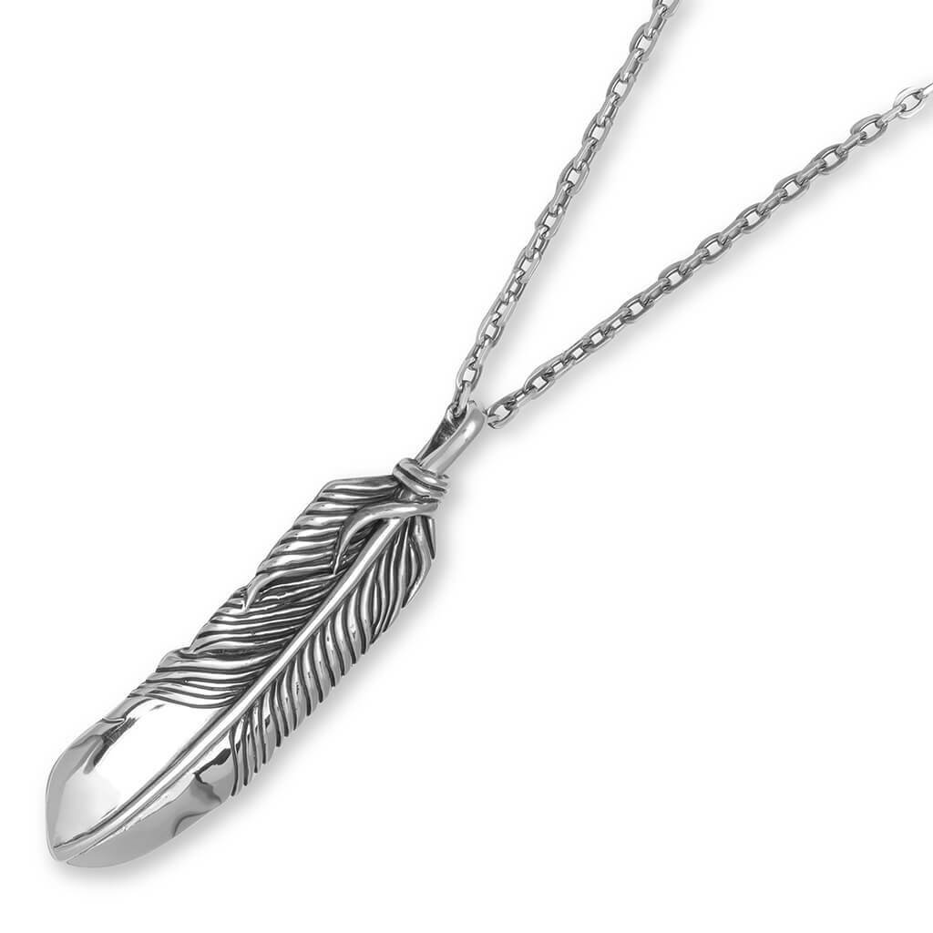 Feather Charm Necklace - Silver