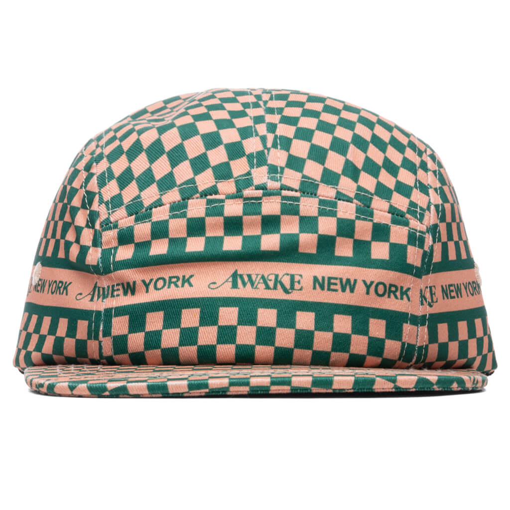 Awake Checkered Logo 5 Panel Cap - Khaki