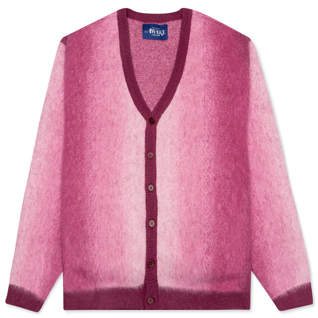 Awake Mohair Ombre Striped Cardigan - Fuchsia – Feature