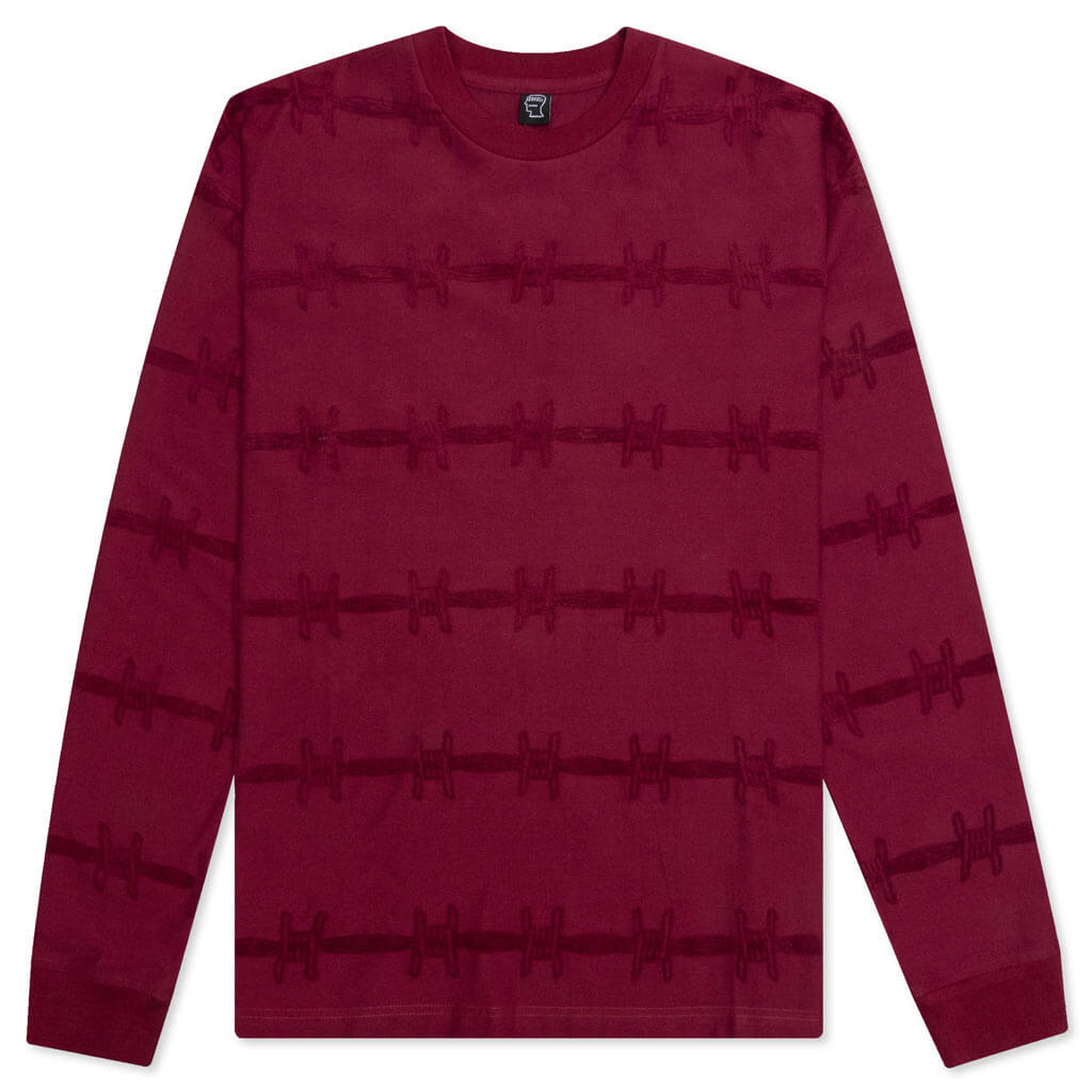Barbed Wire Burnout L/S Tee - Maroon – Feature