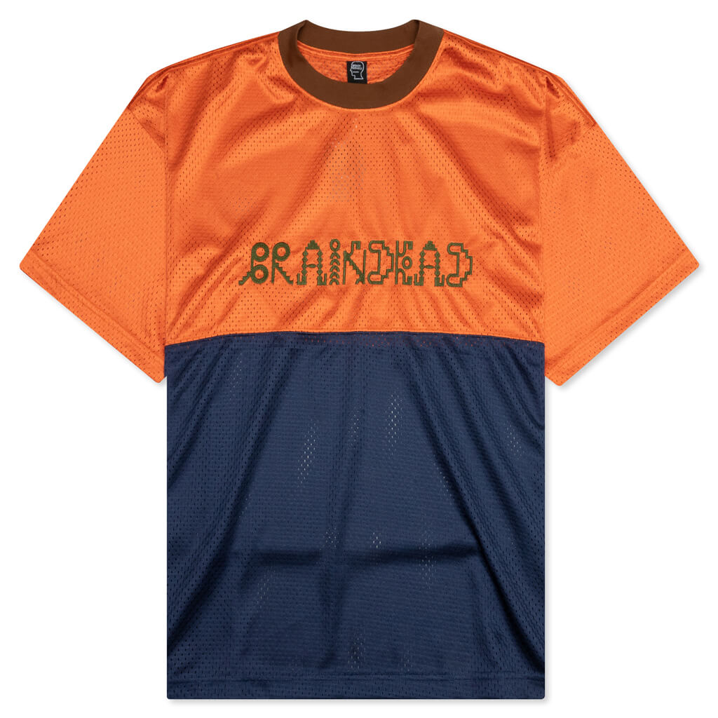 Maze Football Mesh Shirt - Orange/Navy – Feature