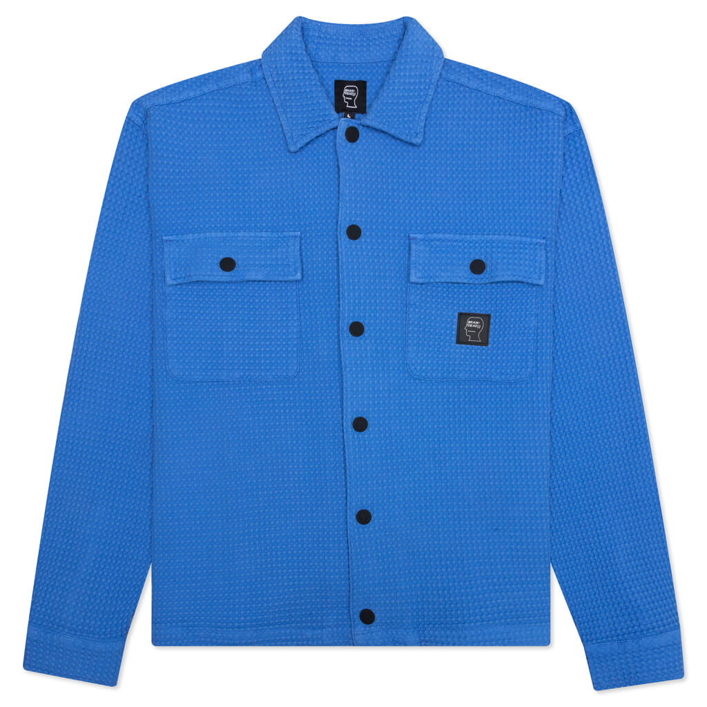 Brain Dead Waffle Snap Front Shirt / Light Blue