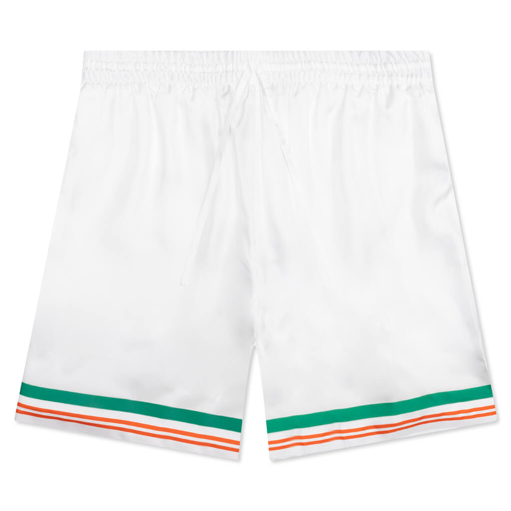 Tennis Club Icon Silk Twill Shorts - White