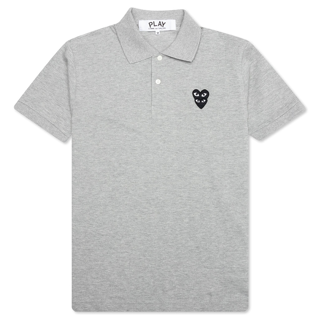 Stacked Heart Polo Shirt Grey – Feature