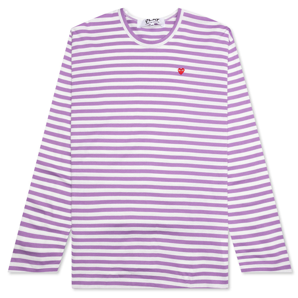 Striped Long Sleeve T-Shirt - Purple/White