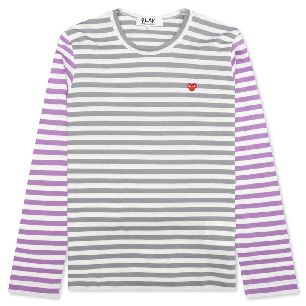 Hotel partiskhed For tidlig Women's Bi-Color Stripe T-Shirt - Grey/Purple – Feature