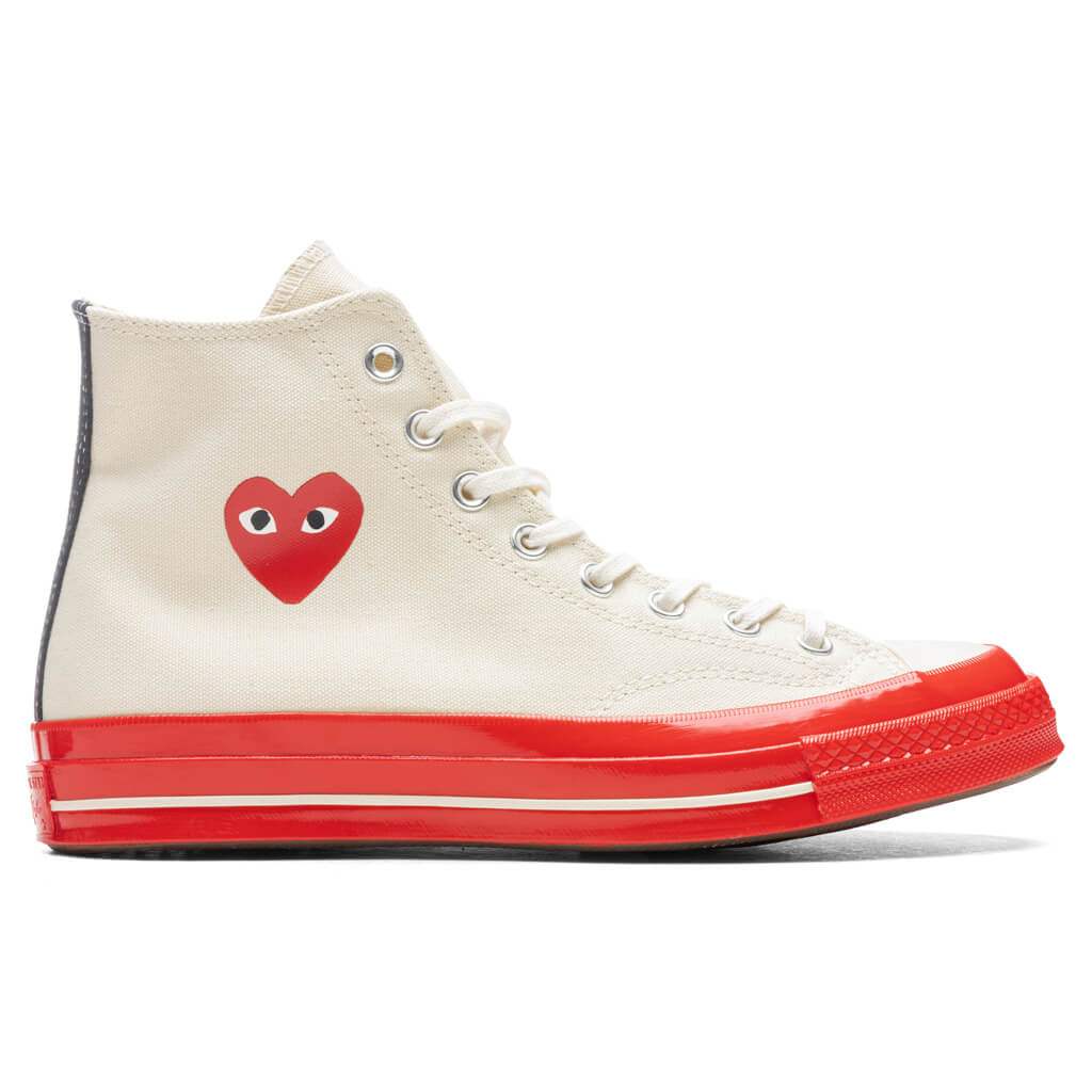kuvert Konsulat fuzzy Converse x Comme Des Garcons PLAY All Star Chuck '70 Hi Red Sole - Whi –  Feature