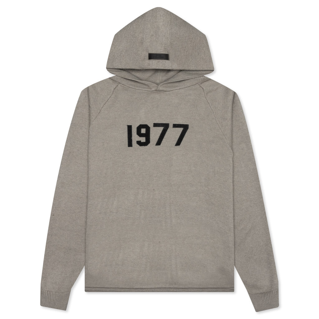 Essentials Knit Hoodie Dark Oatmeal Feature