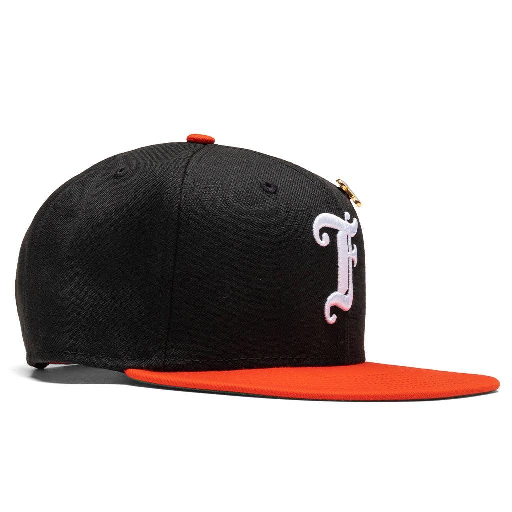 Feature - Feature x New Era Old English F Snapback Hat w/ Pin - Black/Orange | Feature