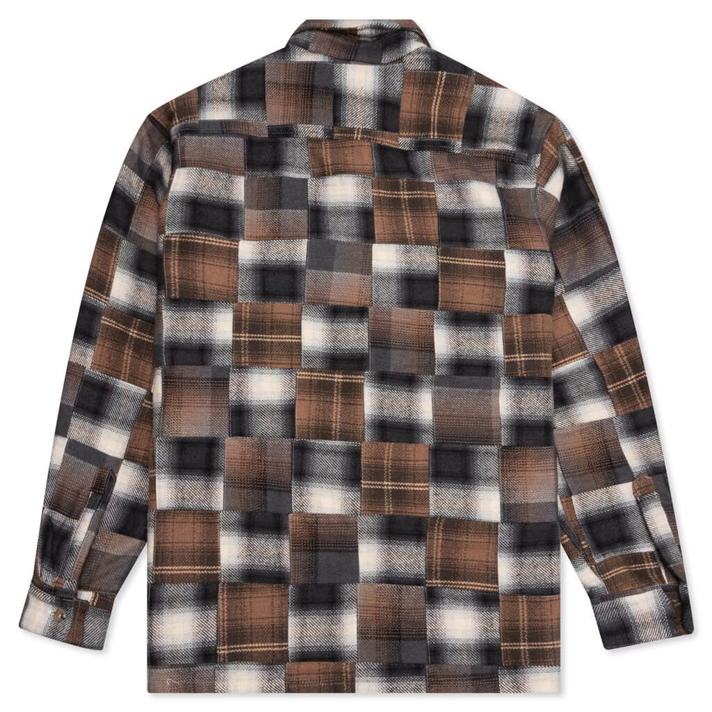 Patchwork L/S Button Up - Brown