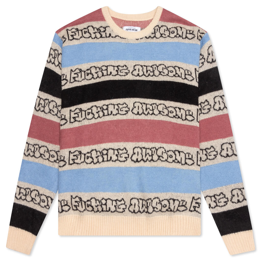 Wanto Brushed Sweater - Pink/Black/Blue – Feature