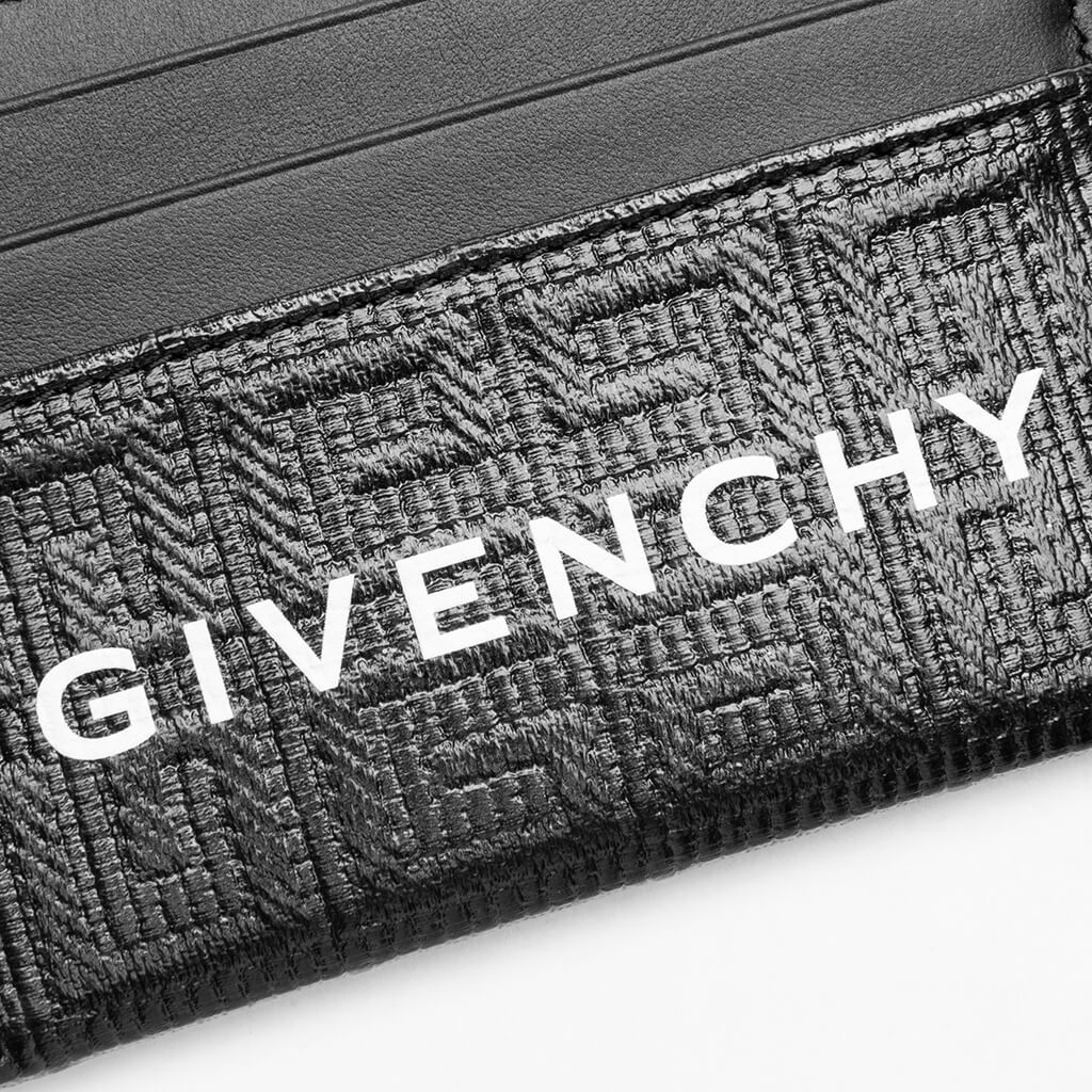 Givenchy: Black Leather 4G Zip Card Holder
