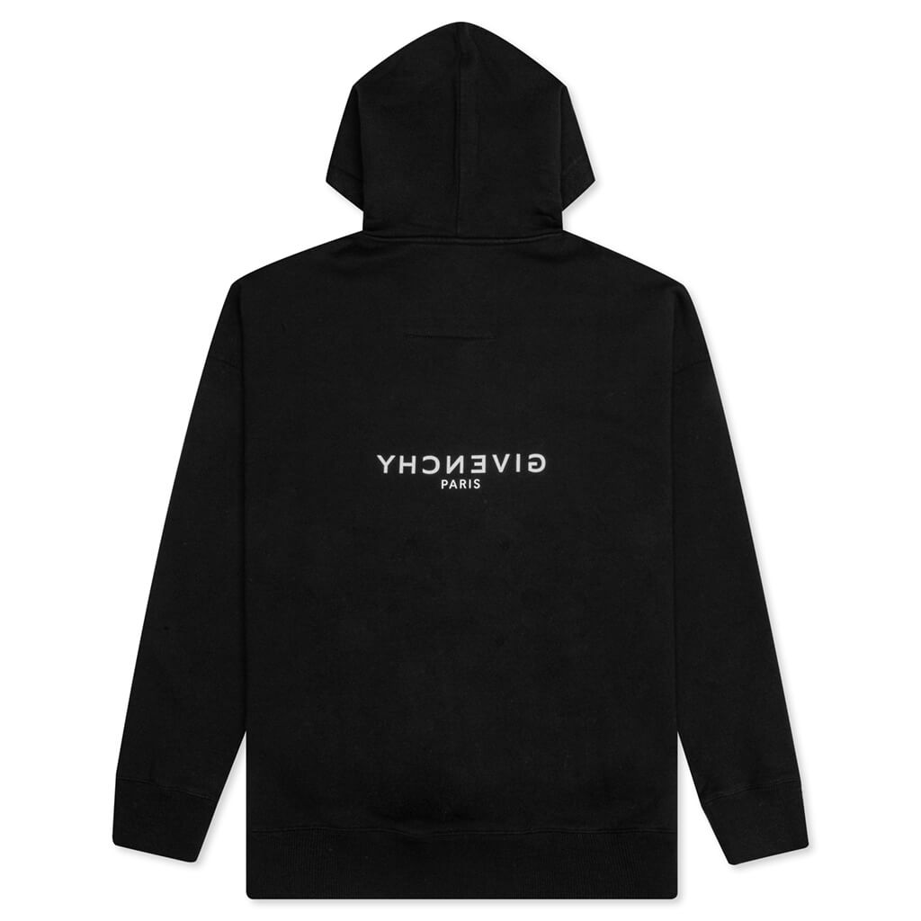 Printed Felpa Slim Fit Hoodie - Black â Feature