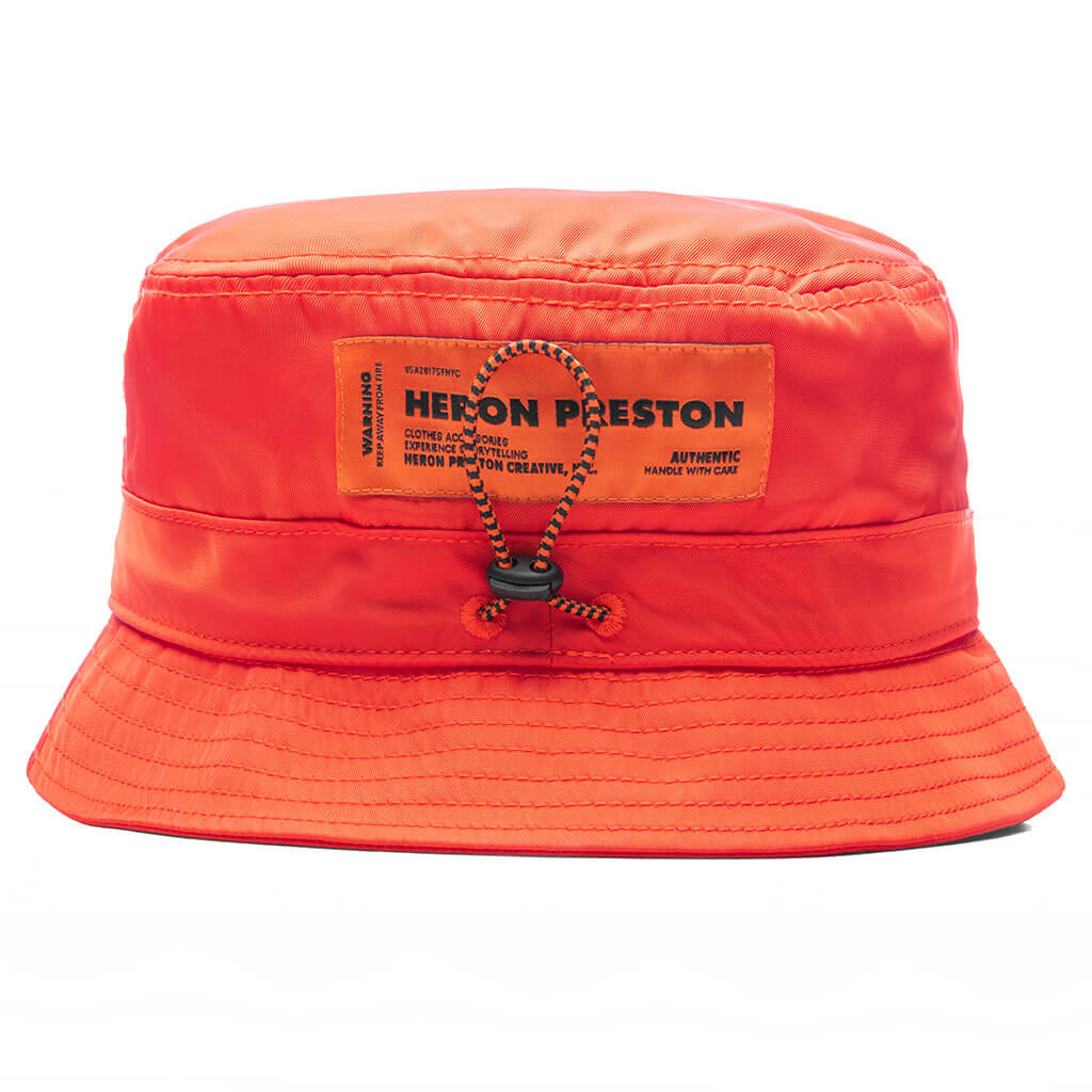 HPNY EMB Nylon Bucket Hat - Orange/White