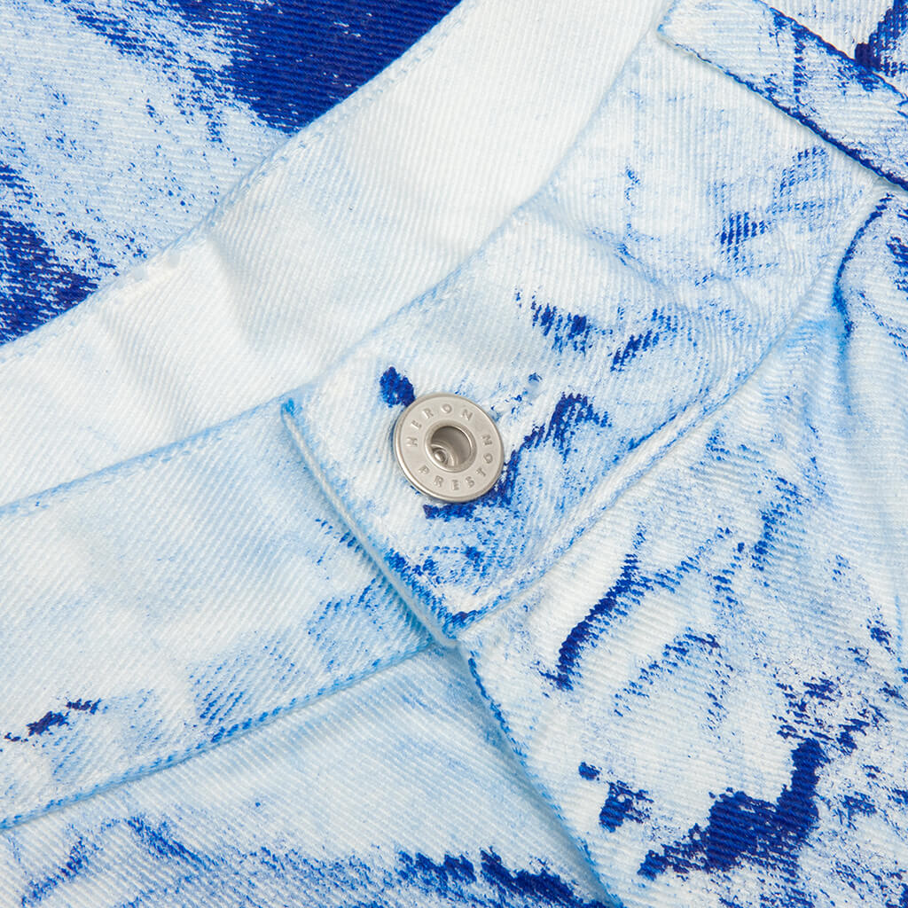 OFF-WHITE Slim Fit Spray Paint Diag Denim Jacket Bleached Blue