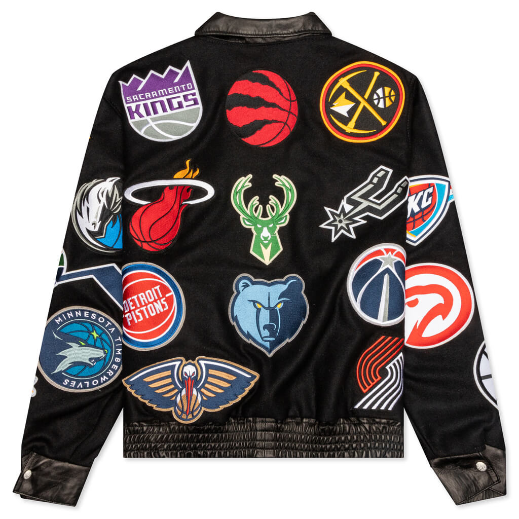 Maker of Jacket Fashion Jackets Baby Blue NBA Team Collage Jeff Hamilton Leather
