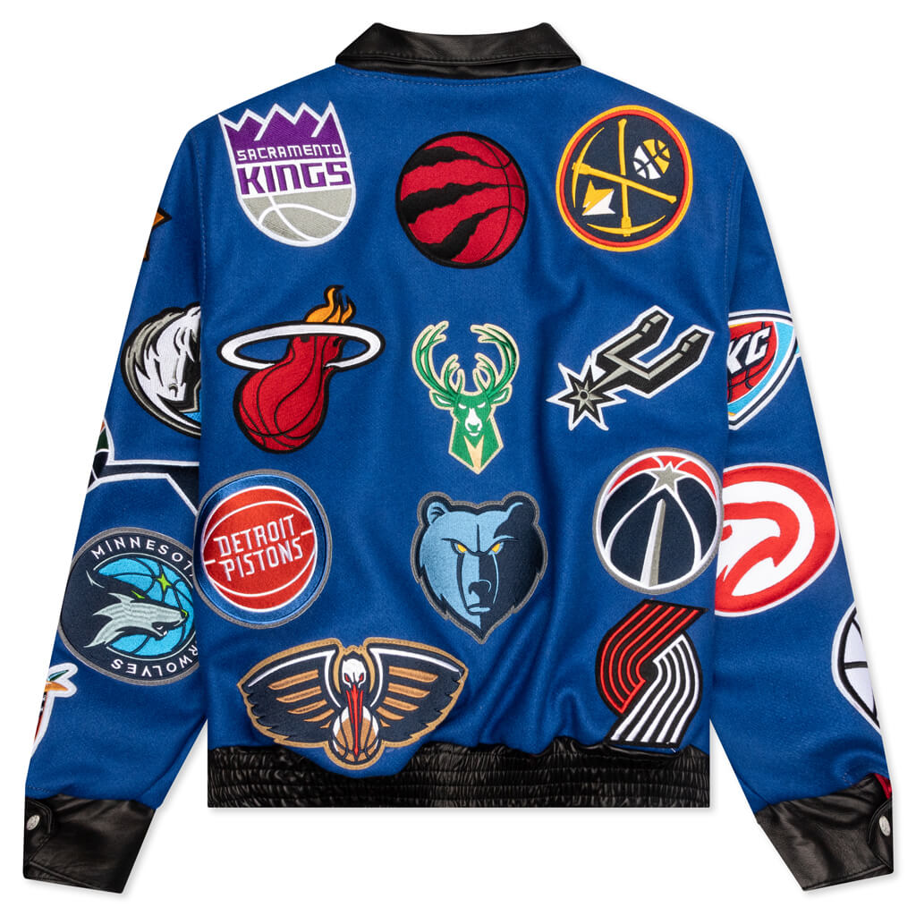 NBA Collage Wool/Leather Jacket - Royal Blue – Feature