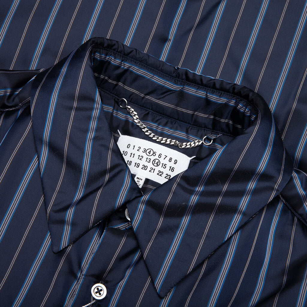◆23AW◆Maison Margiela◆CUPRA PADDED SHIRT Maison Margiela Striped Padded Shirt | Blue | FARFETCH