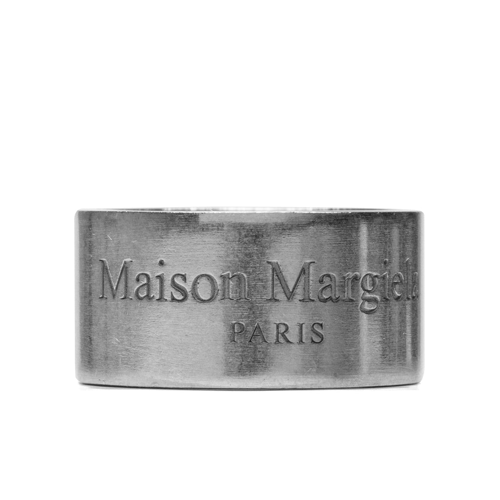 Text Logo Large Band Ring - Palladio Semi Polished