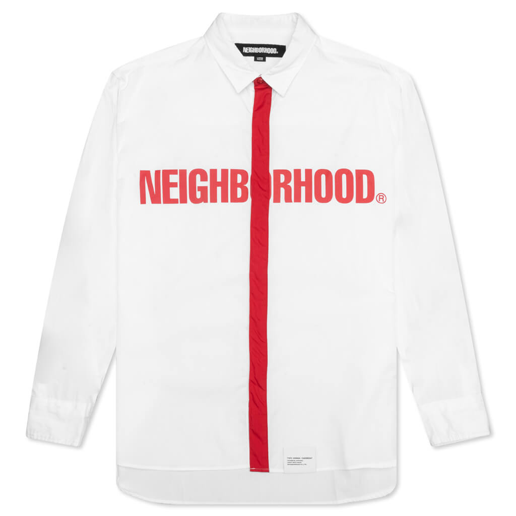 Tie Shirt LS - White/Red – Feature