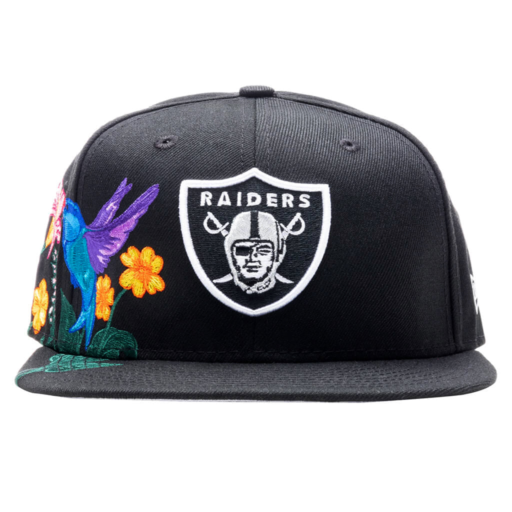 Las Vegas Raiders SIDE-BLOOM Black Fitted Hat by New Era