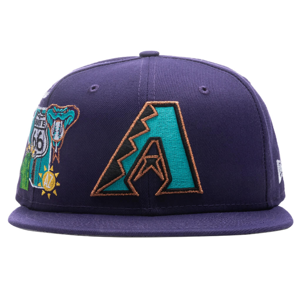 Men's Arizona Diamondbacks New Era White/Purple Optic 59FIFTY Fitted Hat