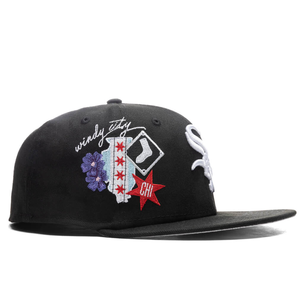 Men's Chicago White Sox New Era Black City Cluster 59FIFTY Fitted Hat