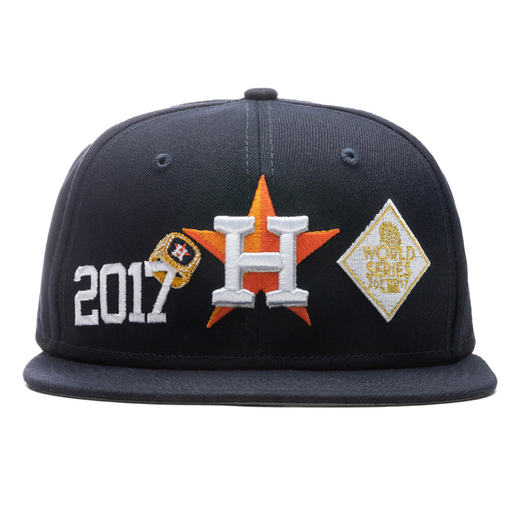 Houston Astros World Series Champions 2022 New Era 59FIFTY Fitted Hat (Chrome White Black Olive Under BRIM) 7 5/8