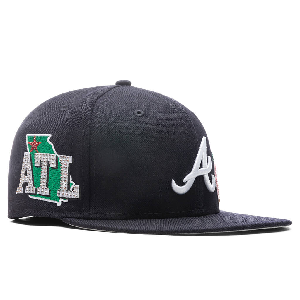 Men's Atlanta Braves New Era Navy Crystal Icons Rhinestone 59FIFTY Fitted  Hat