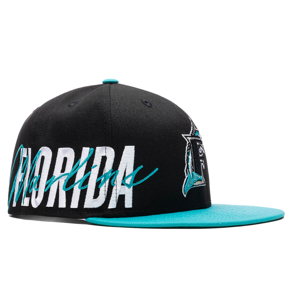 Florida Marlins PAISLEY ELEMENTS Black Fitted Hat by New Era