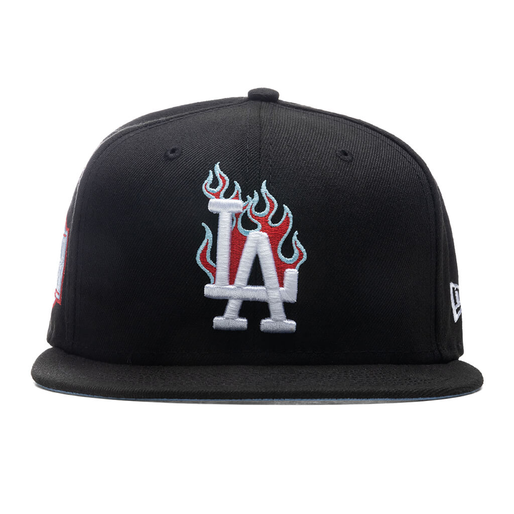 New Era 59Fifty Los Angeles Dodgers Team Fire Fitted Hat Black