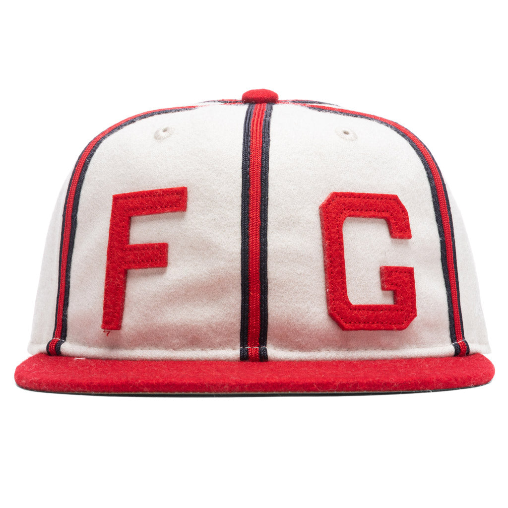 New Era x Fear of God Essentials Trucker 59FIFTY Fitted Hat - Cream/Red