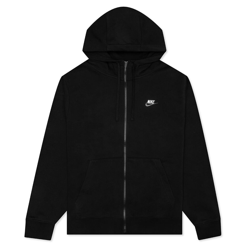 Sportswear Club Fleece Full-Zip Hoodie - Black/Iron Grey/White