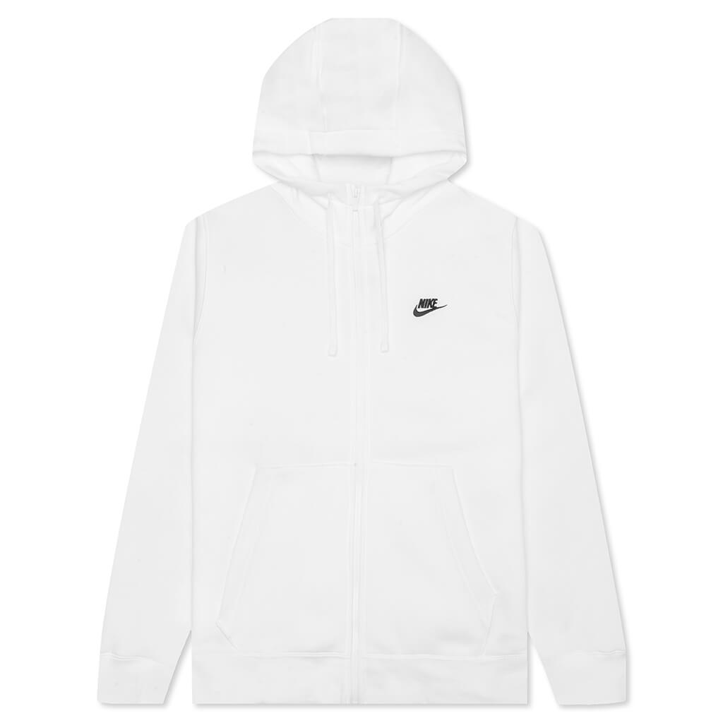 white nike club fleece hoodie